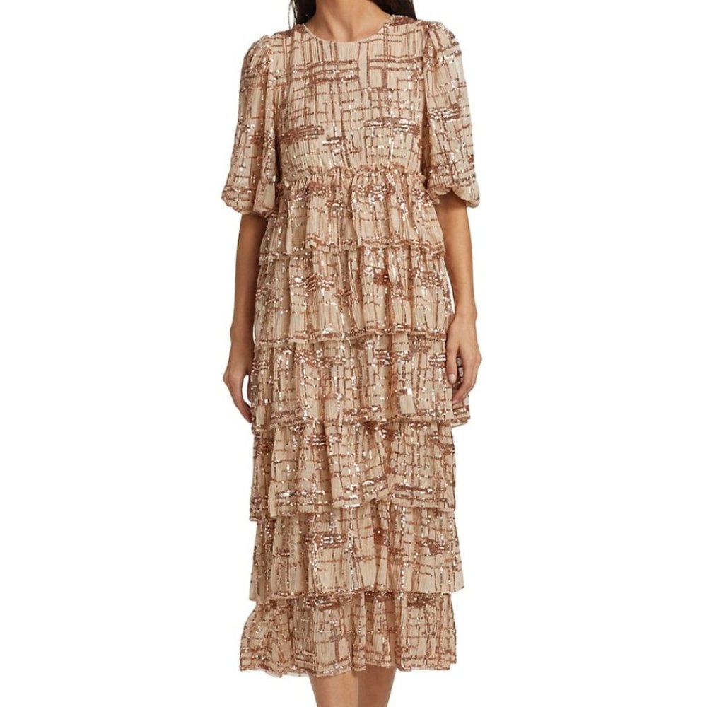 En Saison Tiered Sequin Midi Dress